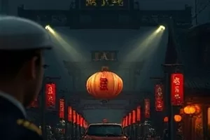 慢速环岛电影封面：沿海公路上一辆老式旅行车